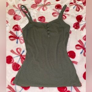 Women's Olive Green Ribbed Tank Top - Size S/M